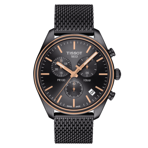 Tissot PR 100 Chronograph Quartz 41 PVD / Grey / Milanese